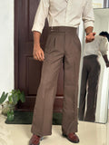 Brown Double pleat Formal Pants